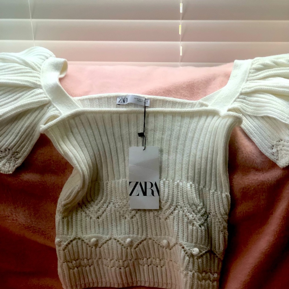 Cream/White Zara Sweater Crop Top